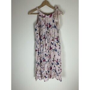 Bellambra Womens S Dress 100% Linen Butterfly Halter Tie dye Pink Lagenlook Boho